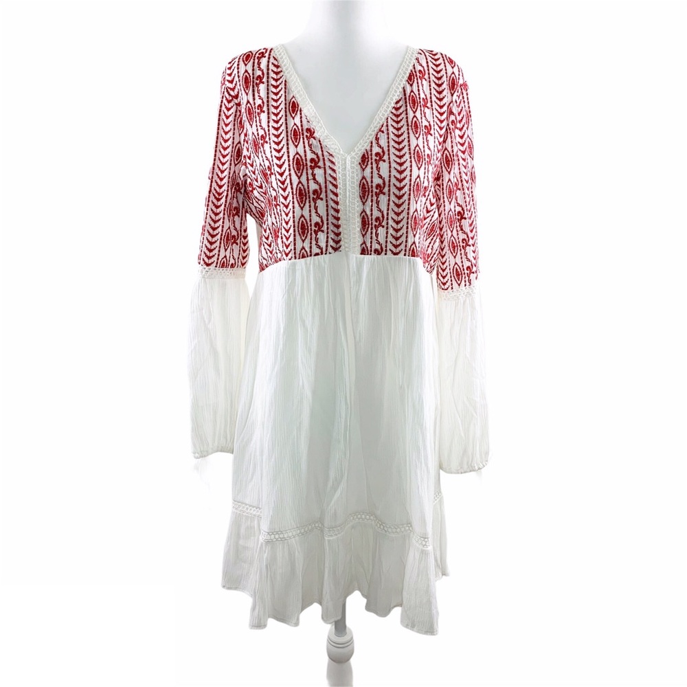 Xhilaration Embroidered Babydoll Tunic Dress White